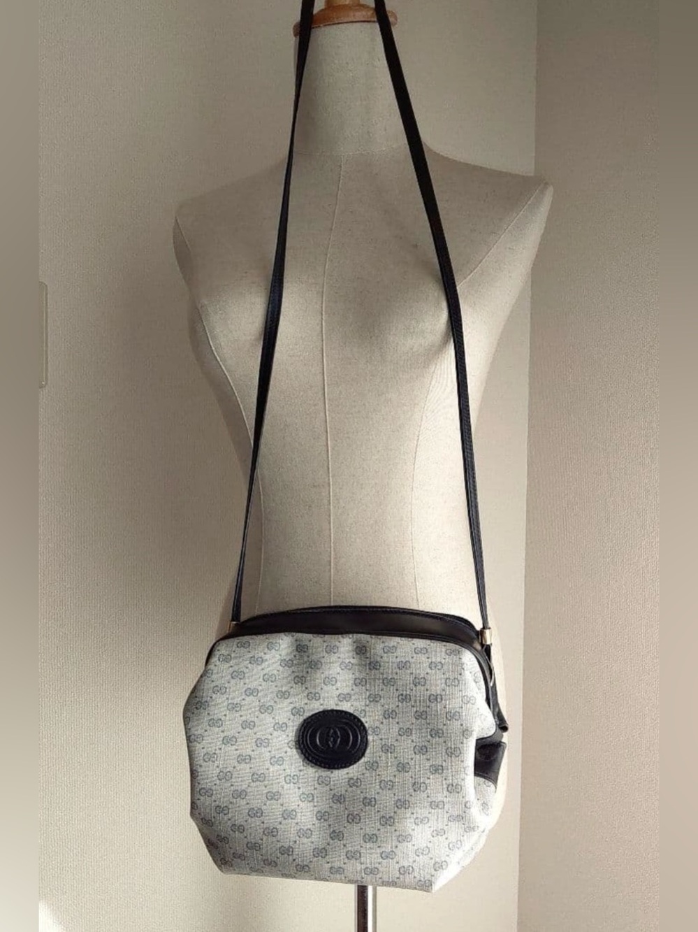 Gucci Gray Canvas Monogram Crossbody Bag